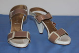 Escarpins STRABOSKI  Cuir beige et marron à talons T 37 TBE