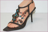 LE SILLA Sandales Luxe Tout Cuir  Bijoux & Pierres Multicolores  T 38 TBE