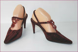 PARALLELE Escarpins Cuir Velours Campari Bijoux T 5.5  / T 38.5 TBE