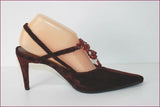 PARALLELE Escarpins Cuir Velours Campari Bijoux T 5.5  / T 38.5 TBE