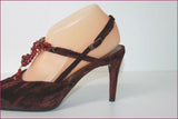 PARALLELE Escarpins Cuir Velours Campari Bijoux T 5.5  / T 38.5 TBE