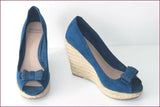 PULL AND BEAR Escarpins Compensés Synthétique Bleu T 37 TBE