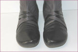 BOCAGE Bottes Cuir noir et Gris à Talons Plats T 40 TBE