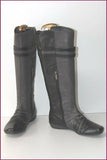 BOCAGE Bottes Cuir noir et Gris à Talons Plats T 40 TBE