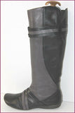 BOCAGE Bottes Cuir noir et Gris à Talons Plats T 40 TBE