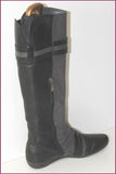BOCAGE Bottes Cuir noir et Gris à Talons Plats T 40 TBE