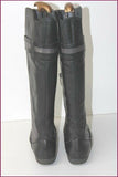 BOCAGE Bottes Cuir noir et Gris à Talons Plats T 40 TBE