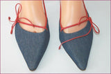 RODOLPHE MENUDIER Escarpins Pointus Cuir et Jean Talons fins T 38 TBE