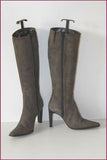 MODA DI FAUSTO Bottes Tout Cuir Gris Hauts Talons T 36 TBE
