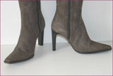 MODA DI FAUSTO Bottes Tout Cuir Gris Hauts Talons T 36 TBE