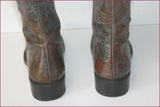 Bottes Cuir Bronze Marron et Vert Motifs Feuilles incrustées T 36 TBE