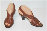 FRANCO MARTINI Escarpins Sandales Tout Cuir Tressé Marron T 37.5 TBE