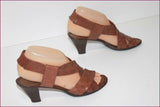 FRANCO MARTINI Escarpins Sandales Tout Cuir Tressé Marron T 37.5 TBE