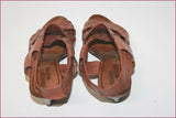 FRANCO MARTINI Escarpins Sandales Tout Cuir Tressé Marron T 37.5 TBE