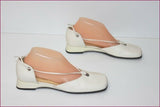 JB MARTIN Escarpins Cuir Blanc Cassé Bouts Semi Carrés T 4.5 / T 38.5 TBE