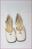 JB MARTIN Escarpins Cuir Blanc Cassé Bouts Semi Carrés T 4.5 / T 38.5 TBE