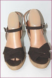 JB MARTIN Sandales Compensées Cuir Marron Foncé T 41 TTBE
