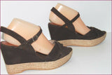 JB MARTIN Sandales Compensées Cuir Marron Foncé T 41 TTBE