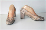 BALLERINE DE PROVENCE Escarpins Cuir et Voile  Ajouré Crème T 39 TBE