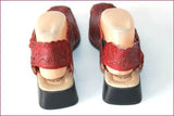 PIKOLINOS Escarpins Cuir Rouge Foncé Talons Elastiqués T 38 TBE