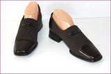MUGNAI Escarpins Textile Stretch et Cuir Marron Souple T 39.5 ETAT NEUF