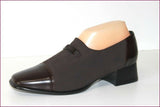 MUGNAI Escarpins Textile Stretch et Cuir Marron Souple T 39.5 ETAT NEUF