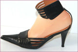 JONAK Escarpins Pointus Cuir Noir Lanière Cheville Cuir Scratch T 36 TBE