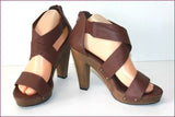 PIMKIE Sandales Cuir Marron Hauts Talons T 39 TBE