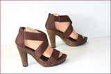 PIMKIE Sandales Cuir Marron Hauts Talons T 39 TBE