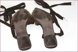 JB MARTIN Escarpins Pointus Tissu Vert et Marron Mules T 38 TBE