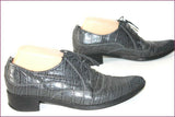BOCAGE Derby à Lacets Pointus Cuir façon Croco Gris T 39 TBE