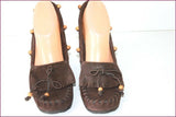 SAM EDELMAN Escarpins Daim Marron Talons Bois Compensés T 37 TBE