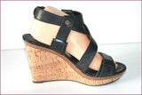ZARA Sandales Compensées Cuir Noir Hauts Talons T 40 BE