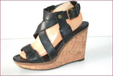 ZARA Sandales Compensées Cuir Noir Hauts Talons T 40 BE