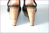 ZARA Sandales Compensées Cuir Noir Hauts Talons T 40 BE