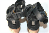 ZARA Sandales Compensées Cuir Noir Hauts Talons T 40 BE