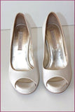 PURA LOPEZ Escarpins Toile Satinée Blanc Cassé T 35 TBE