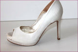 PURA LOPEZ Escarpins Toile Satinée Blanc Cassé T 35 TBE