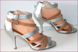 ETAM Sandales Simili Cuir Lanières Gris Argenté et Marron T 39 BE