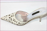 SANDRO VICARI Escarpins Pointus Tout Cuir Verni Blanc Cassé Strass T 36 TBE