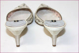 SANDRO VICARI Escarpins Pointus Tout Cuir Verni Blanc Cassé Strass T 36 TBE
