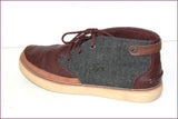 LACOSTE Derby à Lacets Cuir et Toile Bordeaux Gris T 40.5 BE