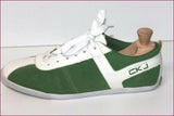CALVIN KLEIN Jeans Baskets Quinten Cuir Vert et Blanc T 10.5 US / T 44 TBE