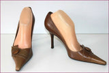 PURA LOPEZ Escarpins Très Pointus Tout Cuir Marron T 41 C TBE