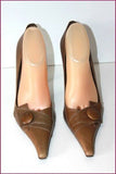 PURA LOPEZ Escarpins Très Pointus Tout Cuir Marron T 41 C TBE
