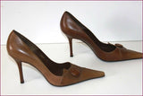 PURA LOPEZ Escarpins Très Pointus Tout Cuir Marron T 41 C TBE