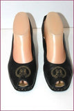 HEYRAUD Escarpins Ouverts Cuir Noir Talons Compensés T 38 BE