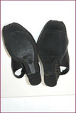 HEYRAUD Escarpins Ouverts Cuir Noir Talons Compensés T 38 BE