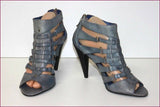 MINELLI Escarpins Lanières Cuir Bleu Jean Talons Hauts T 39 TBE