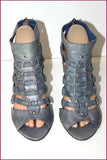 MINELLI Escarpins Lanières Cuir Bleu Jean Talons Hauts T 39 TBE